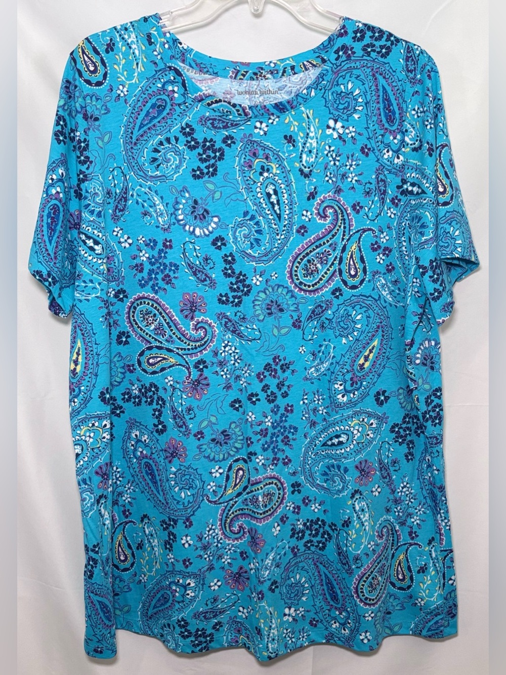 Woman Within Tee Shirt Top Paisley Print Plus Size 1X (22/24)